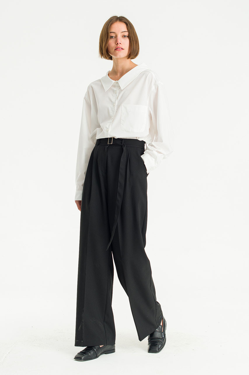 Marlowe Belted Slacks, Black