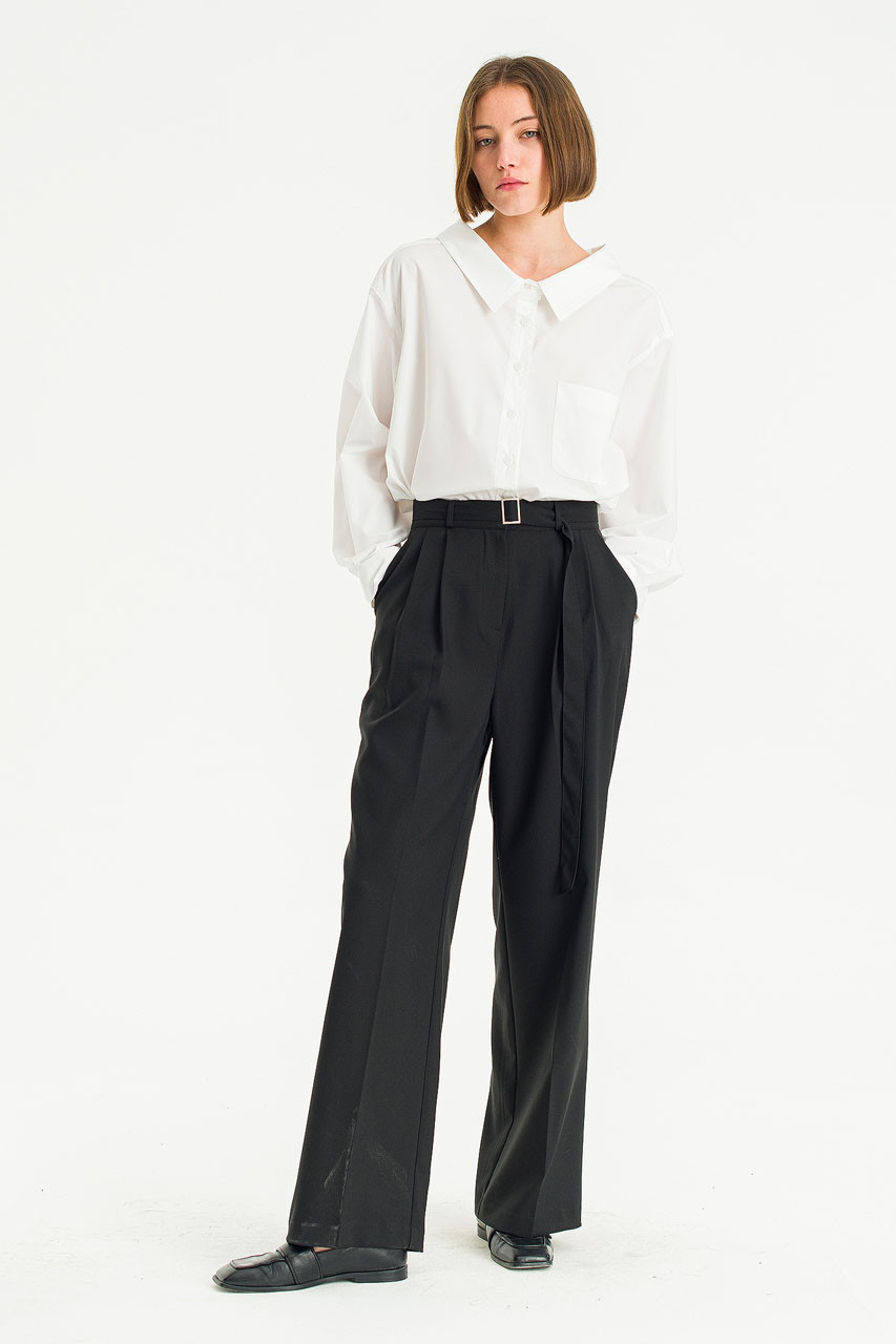 Marlowe Belted Slacks, Black