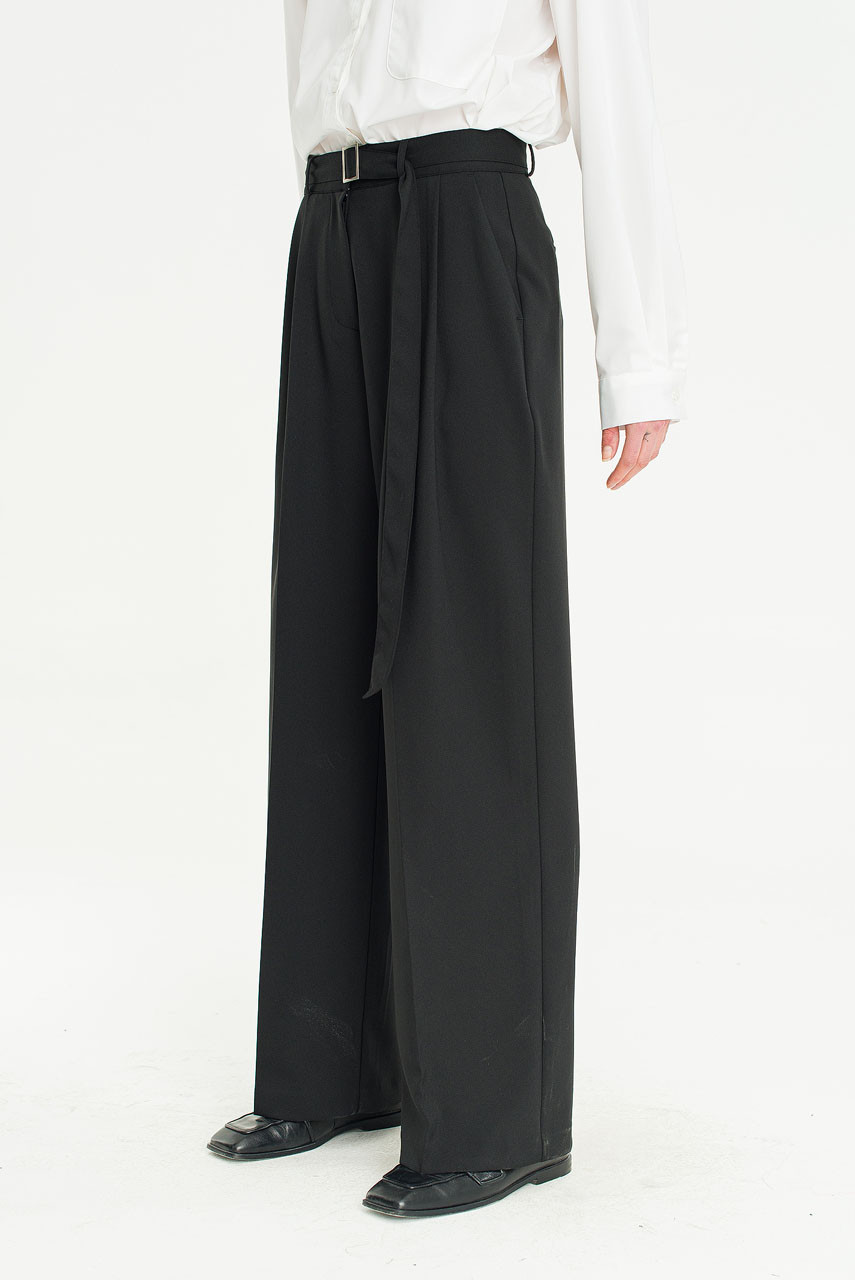 Marlowe Belted Slacks, Black