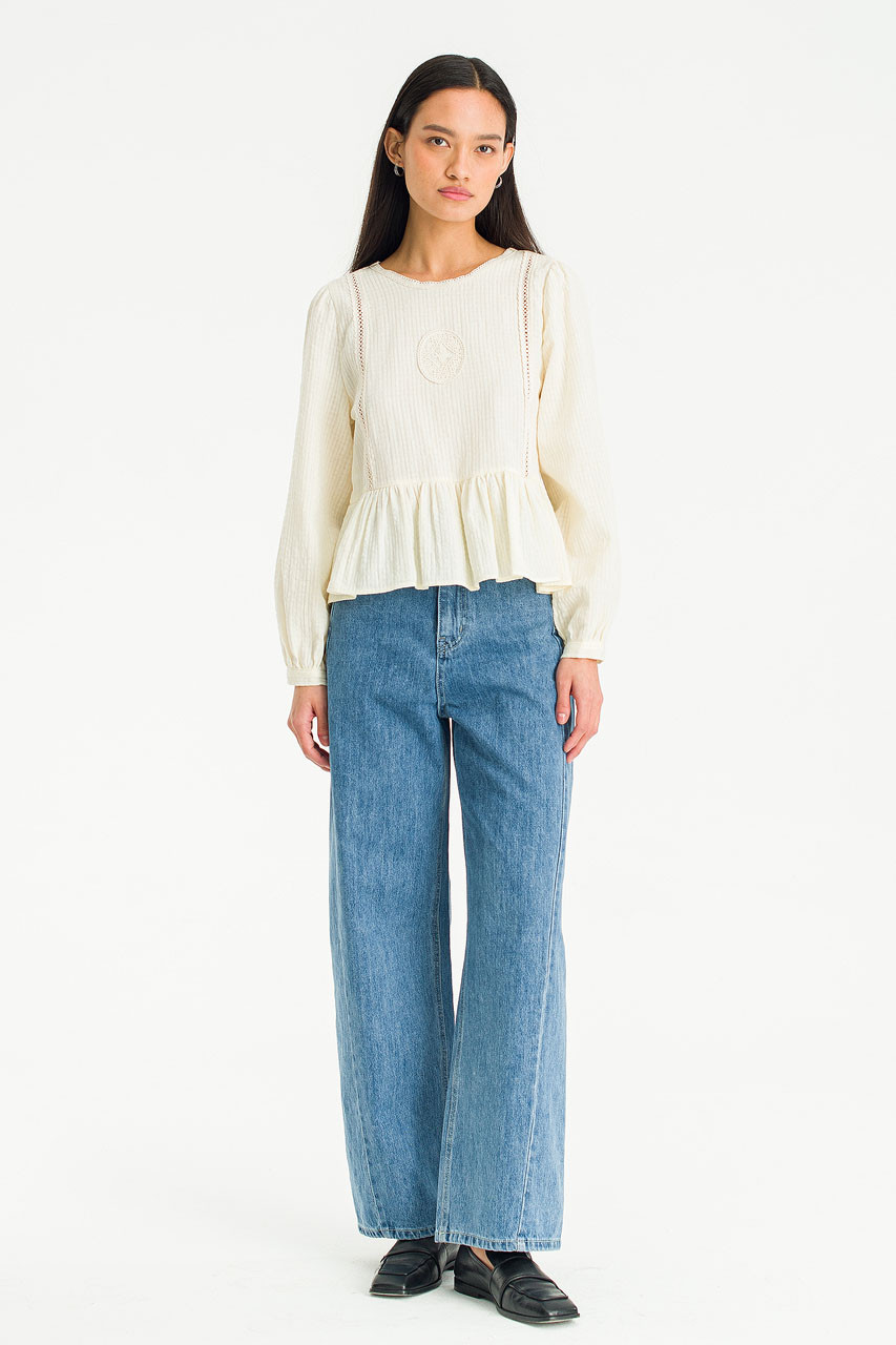 Cloudy Wide Denim Jean, Mid Blue