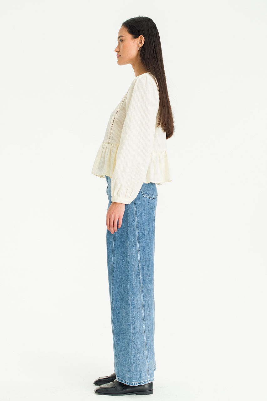 Cloudy Wide Denim Jean, Mid Blue