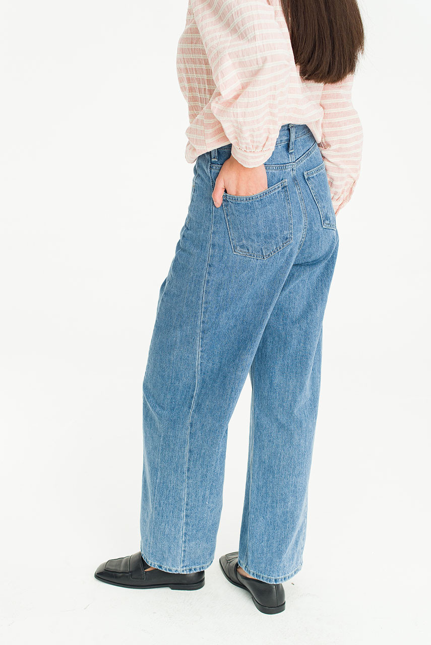 Cloudy Wide Denim Jean, Mid Blue