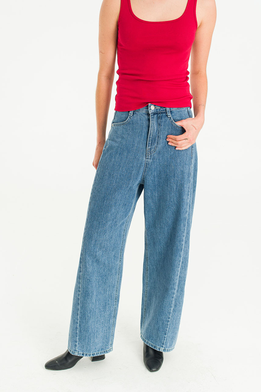 Cloudy Wide Denim Jean, Mid Blue