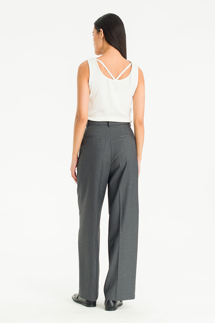 Celeste Wide Stripe Slacks, Charcoal