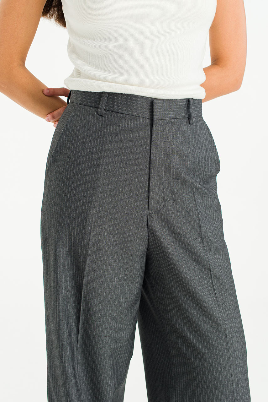 Celeste Wide Stripe Slacks, Charcoal