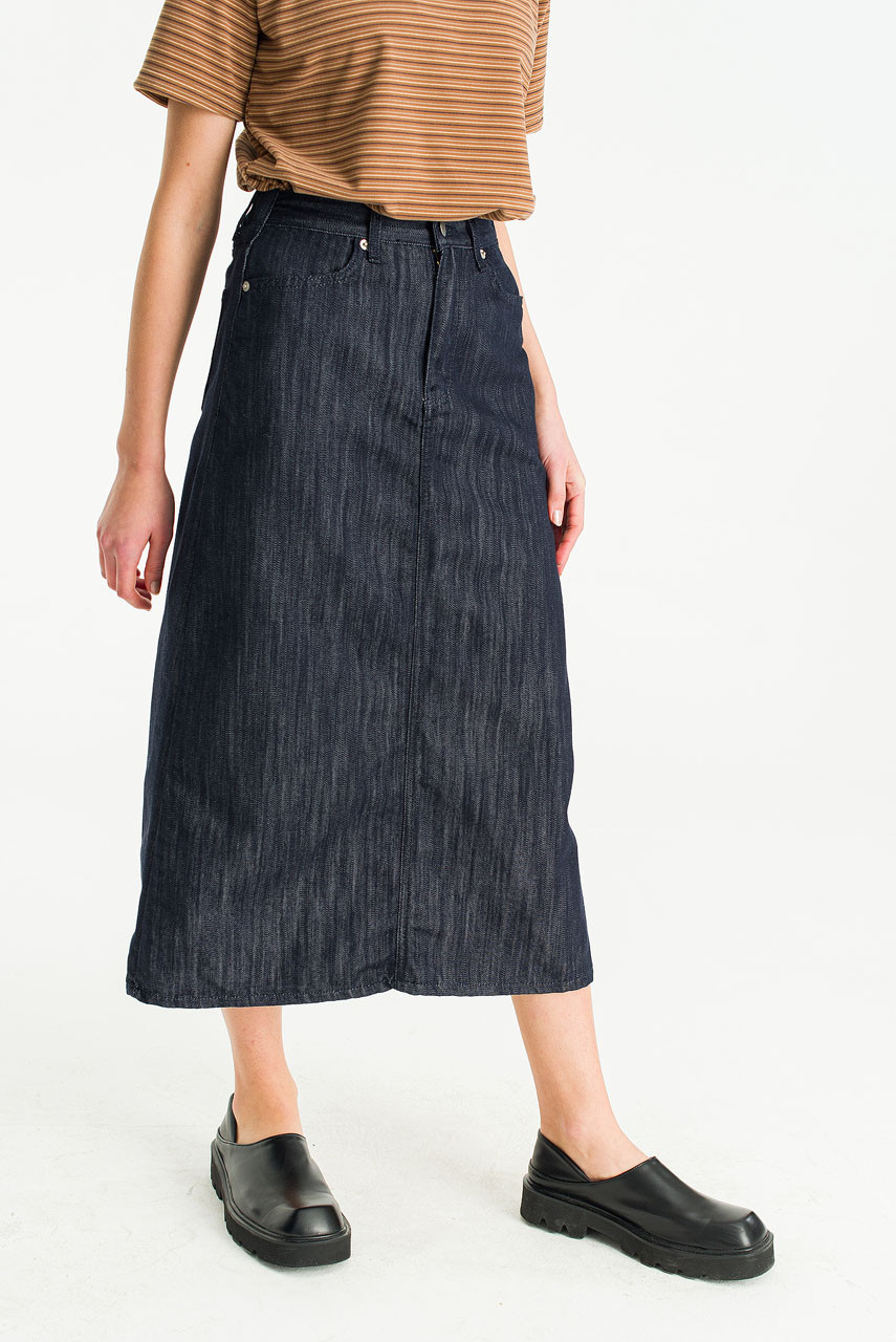 Amelie Denim Maxi Skirt, Dark Blue
