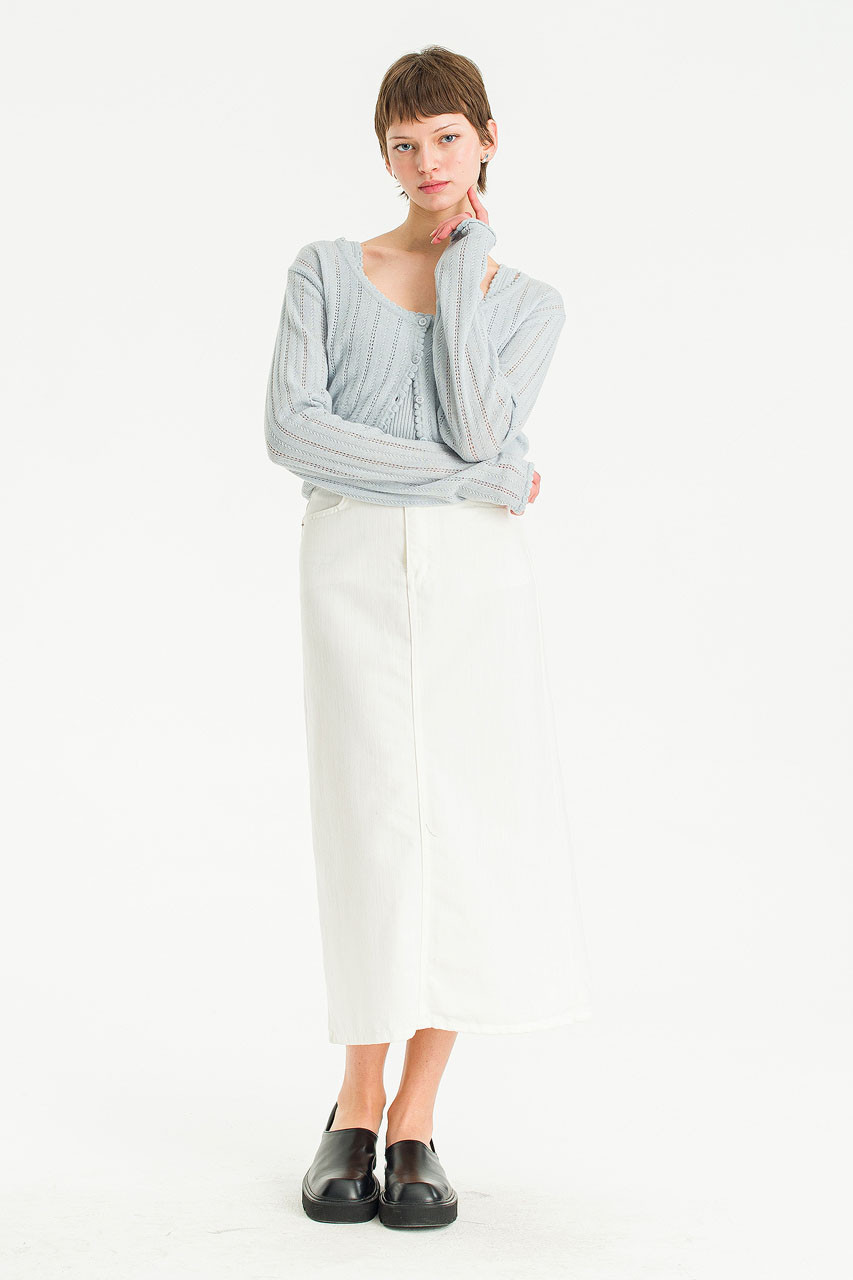Amelie Denim Maxi Skirt, Ivory