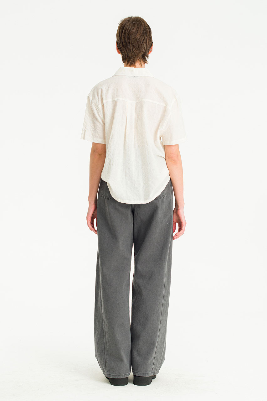 Cloudy Wide Washed Denim Jean, Charcoal