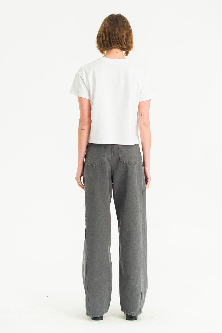 Cloudy Wide Washed Denim Jean, Charcoal