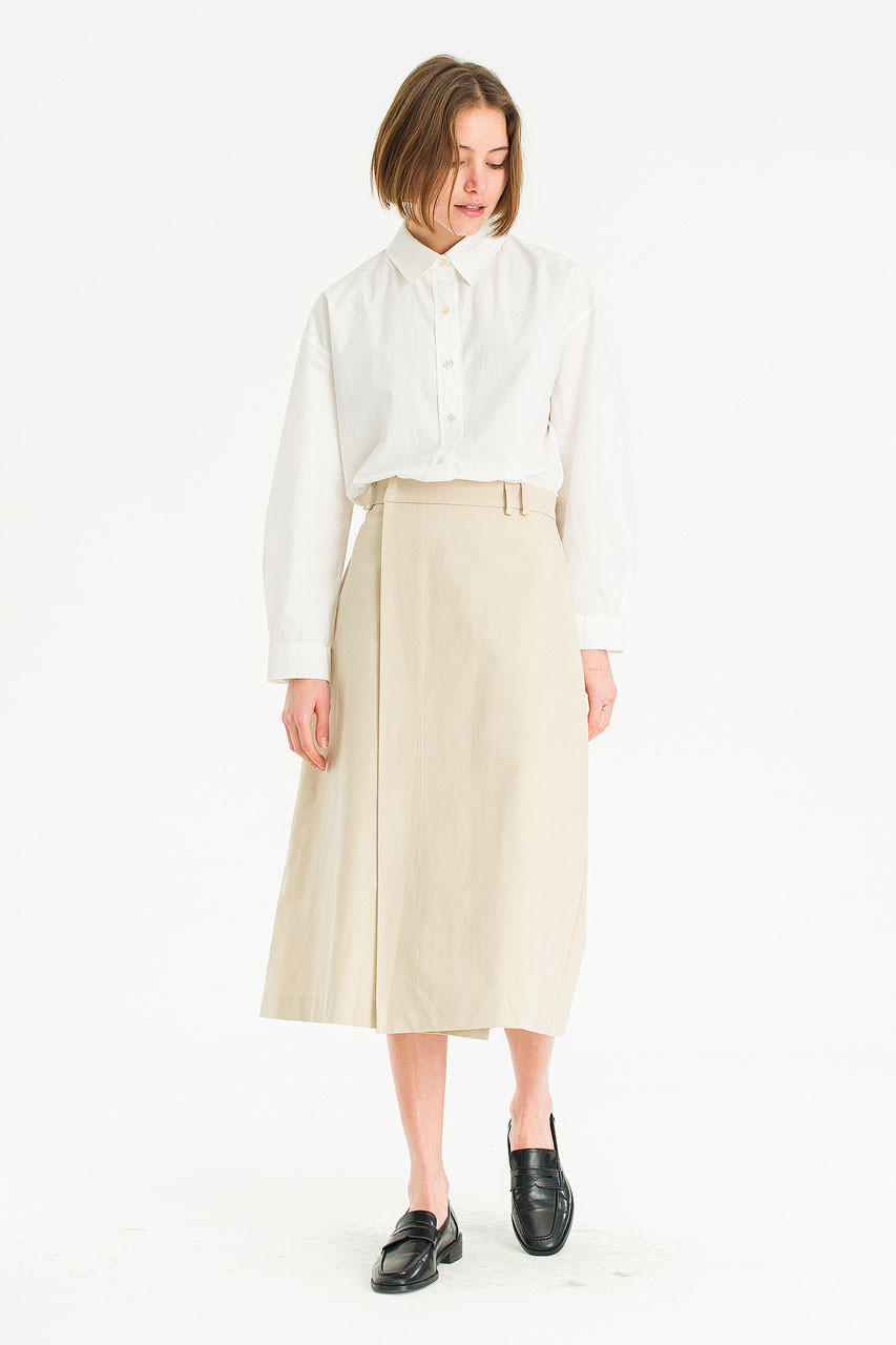 Elle Wrap Mid Length Skirt, Beige