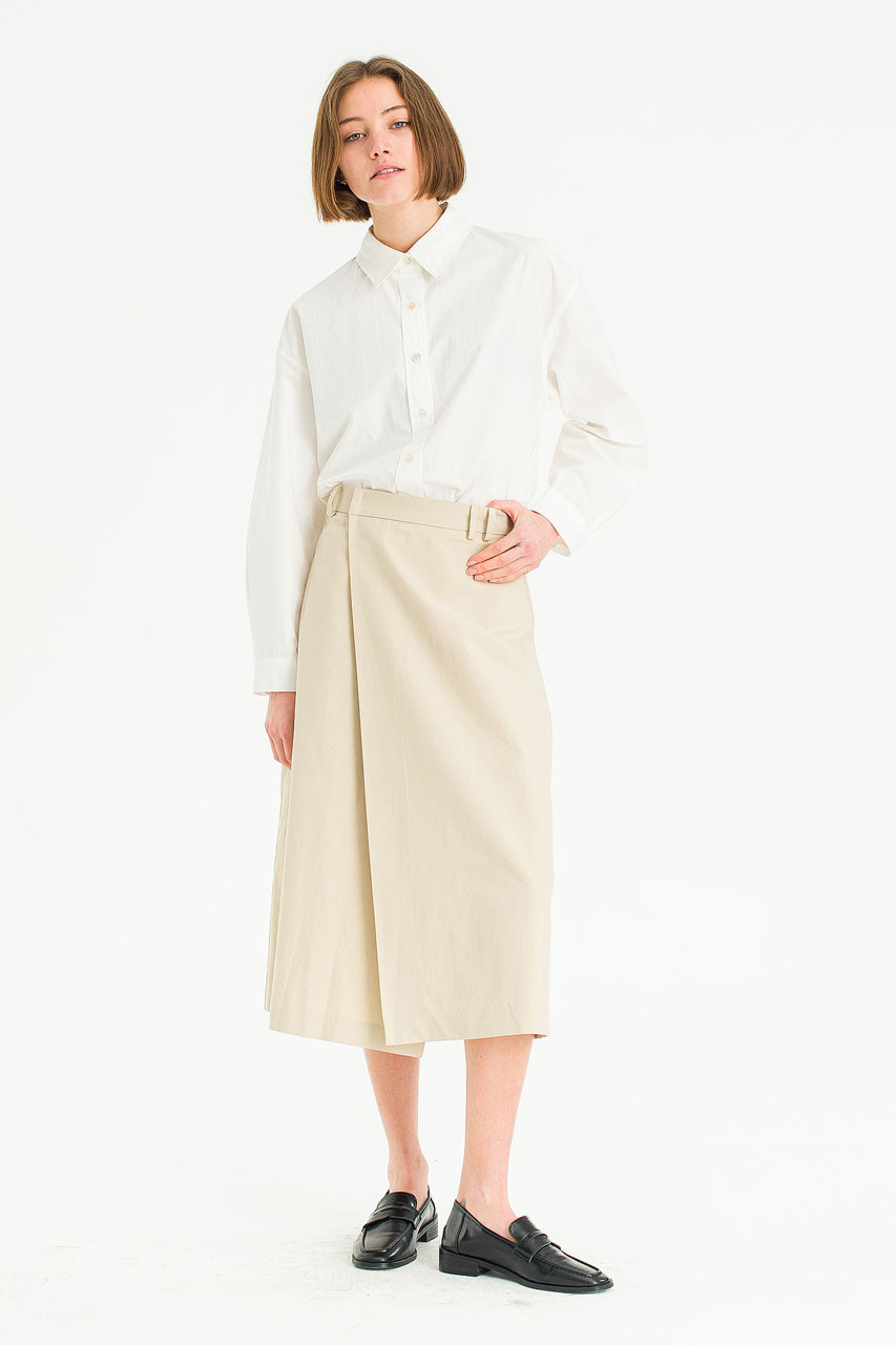 Elle Wrap Mid Length Skirt, Beige