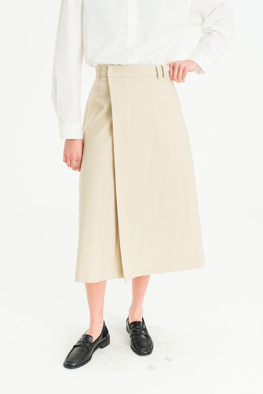 Elle Wrap Mid Length Skirt, Beige