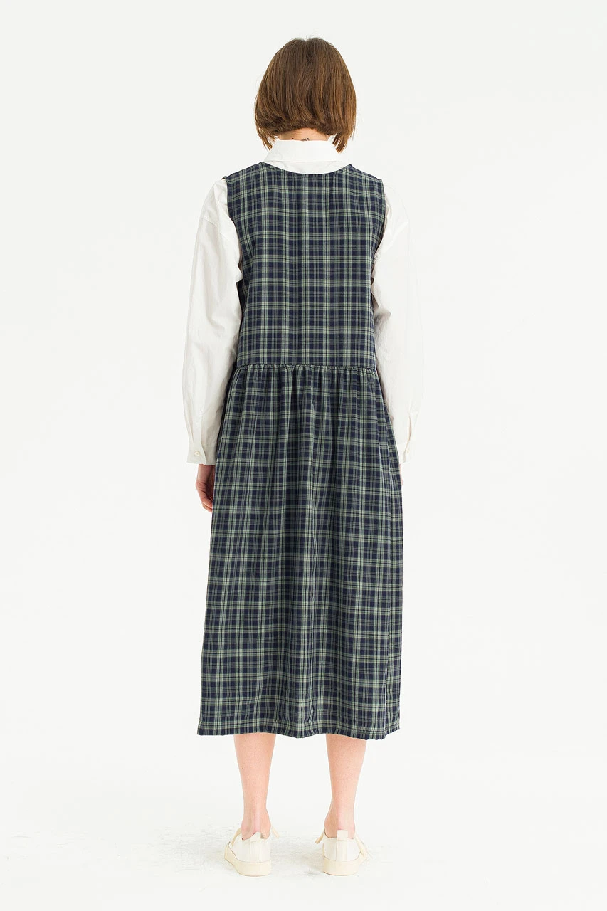 Tina Check Pinafore Dress, Green