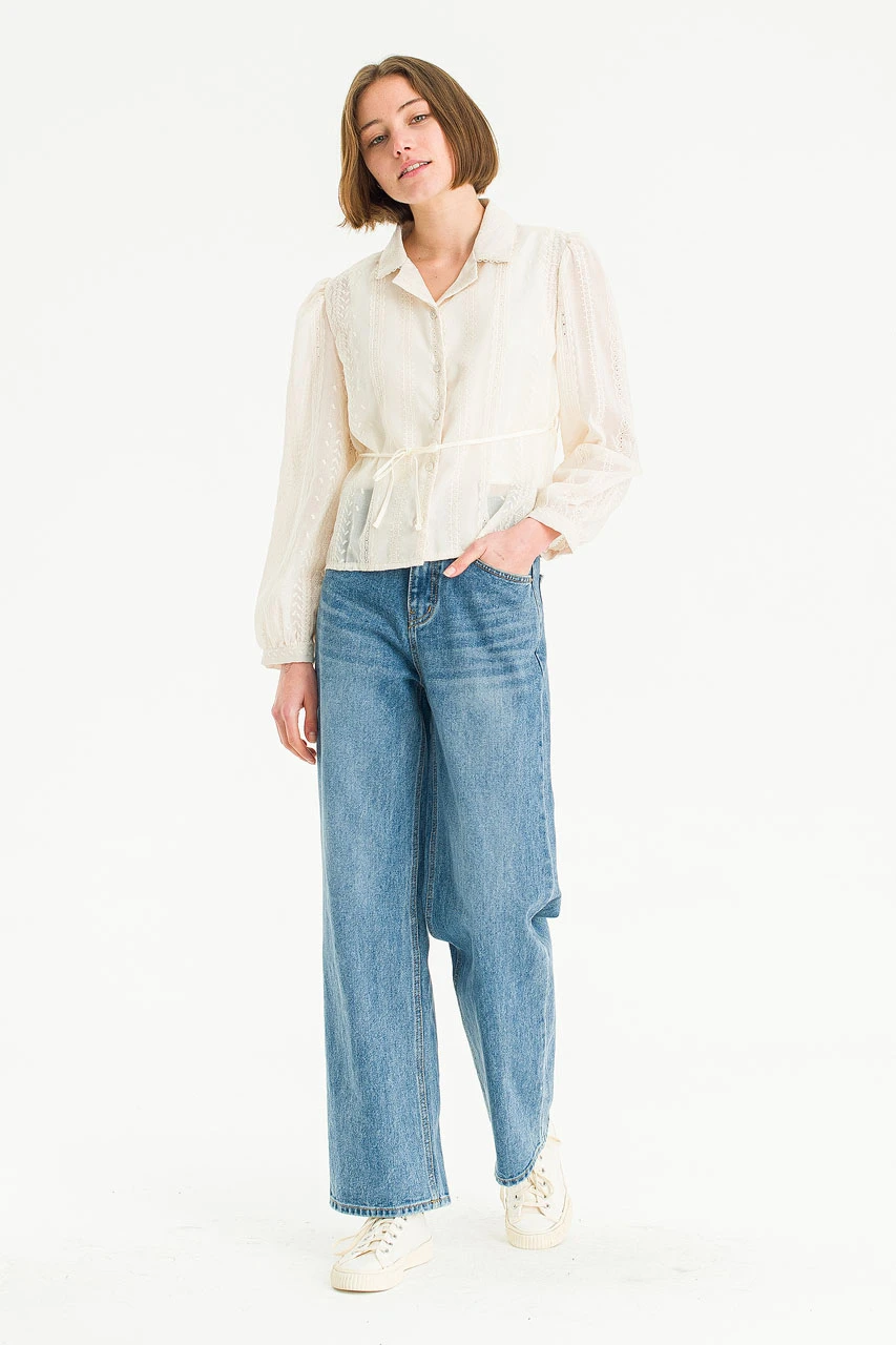 Hiro Mid High Straight Jean, Mid Blue