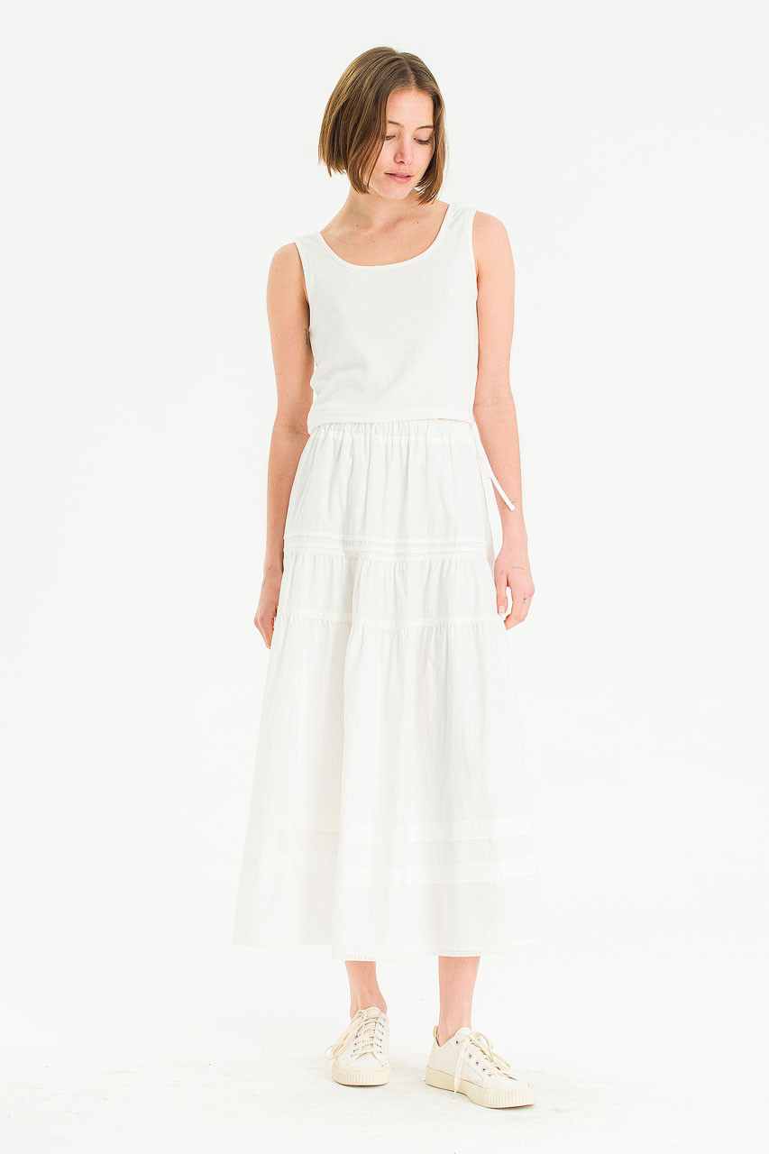 Mya Lace Detail Mid Length Skirt, Ivory