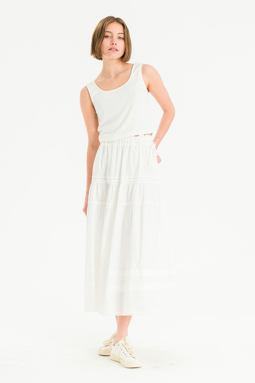 Mya Lace Detail Mid Length Skirt, Ivory