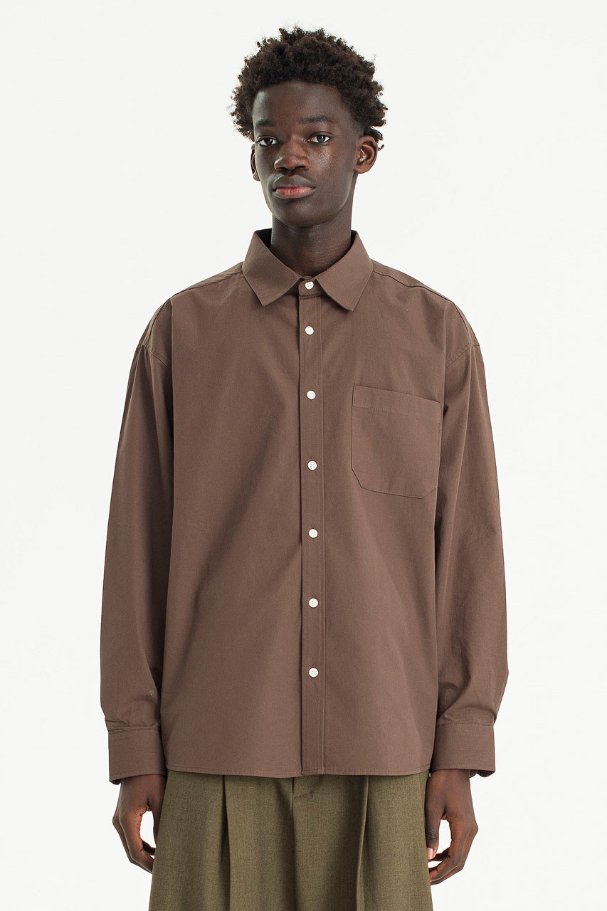 Menswear | Washed Cotton Shirt, Brown