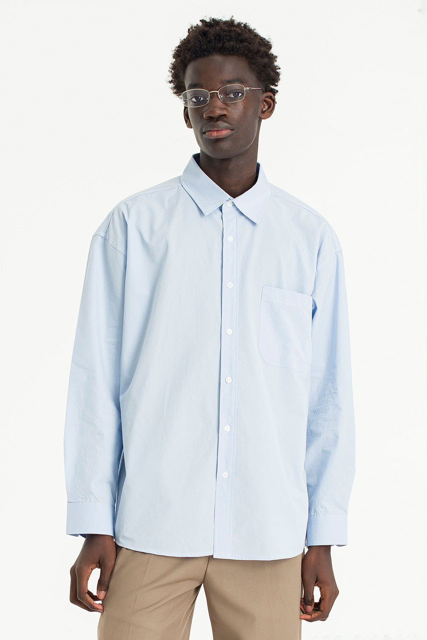 Menswear | Washed Cotton Shirt, Blue