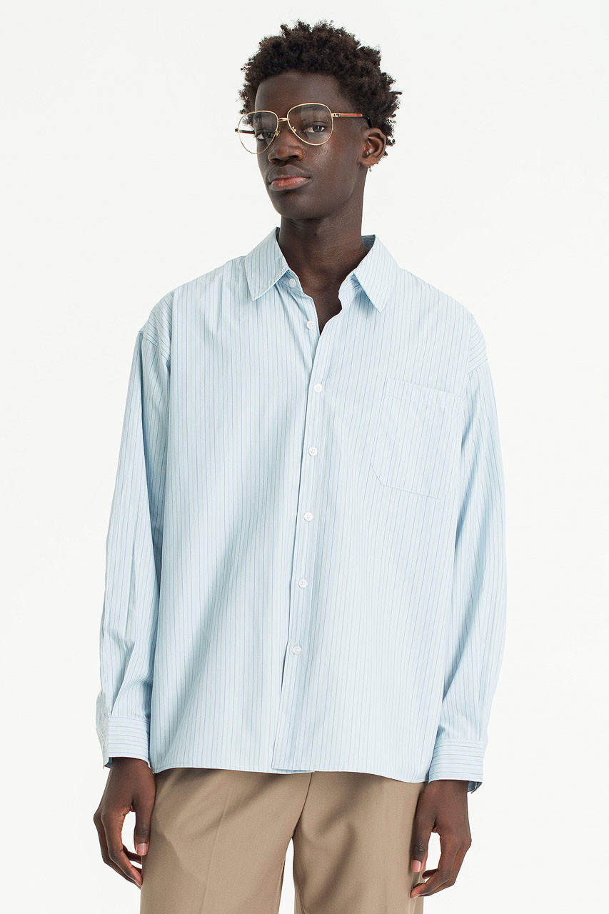 Menswear | Stripe Long-Sleeve Shirt, Sky