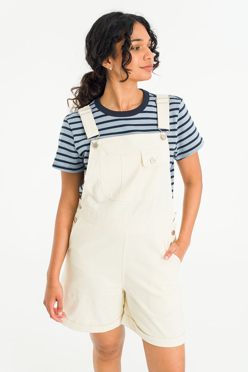 Bea Cotton Short Dungaree, Cream