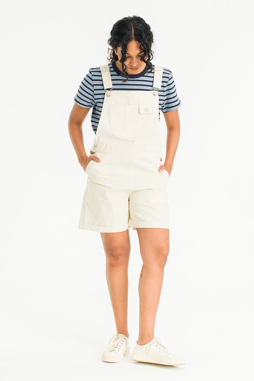 Bea Cotton Short Dungaree, Cream