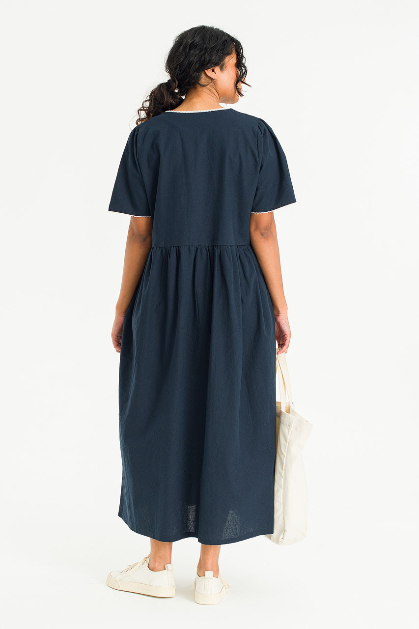 Lace Round Neck Dress, Navy