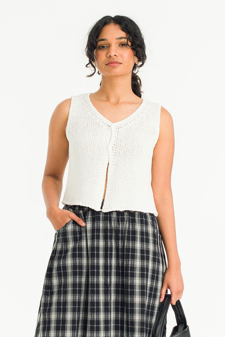 Boucle Open Vest, Ivory