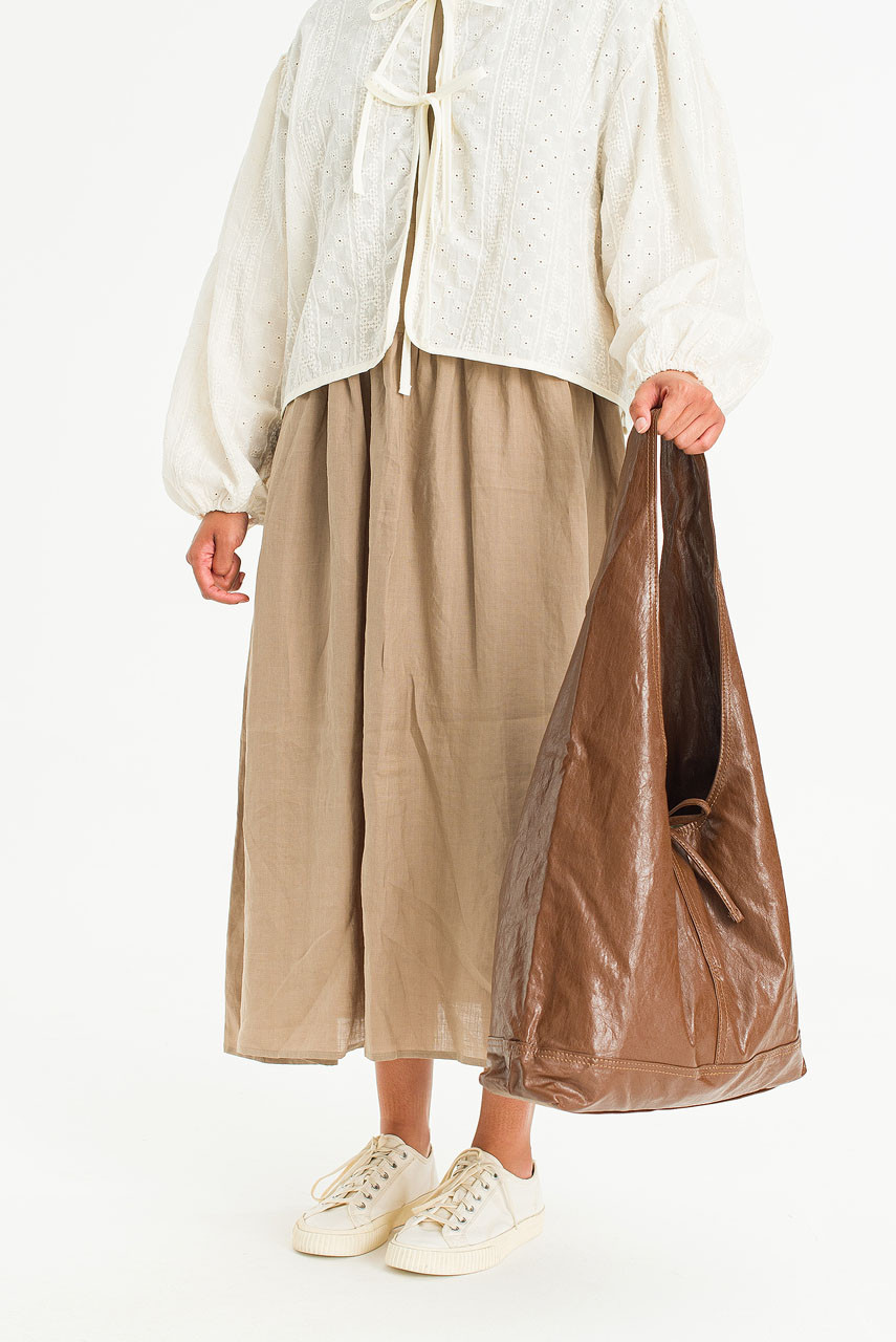 Ribbon Detail Hobo Bag, Brown