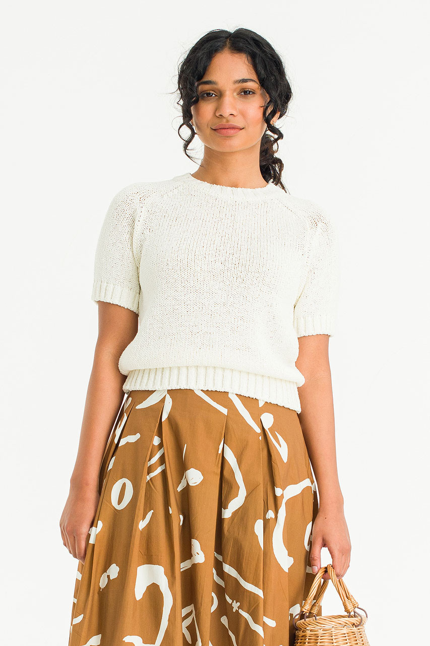 Camille Crew Neck Short Sleeve Jumper, Ivory