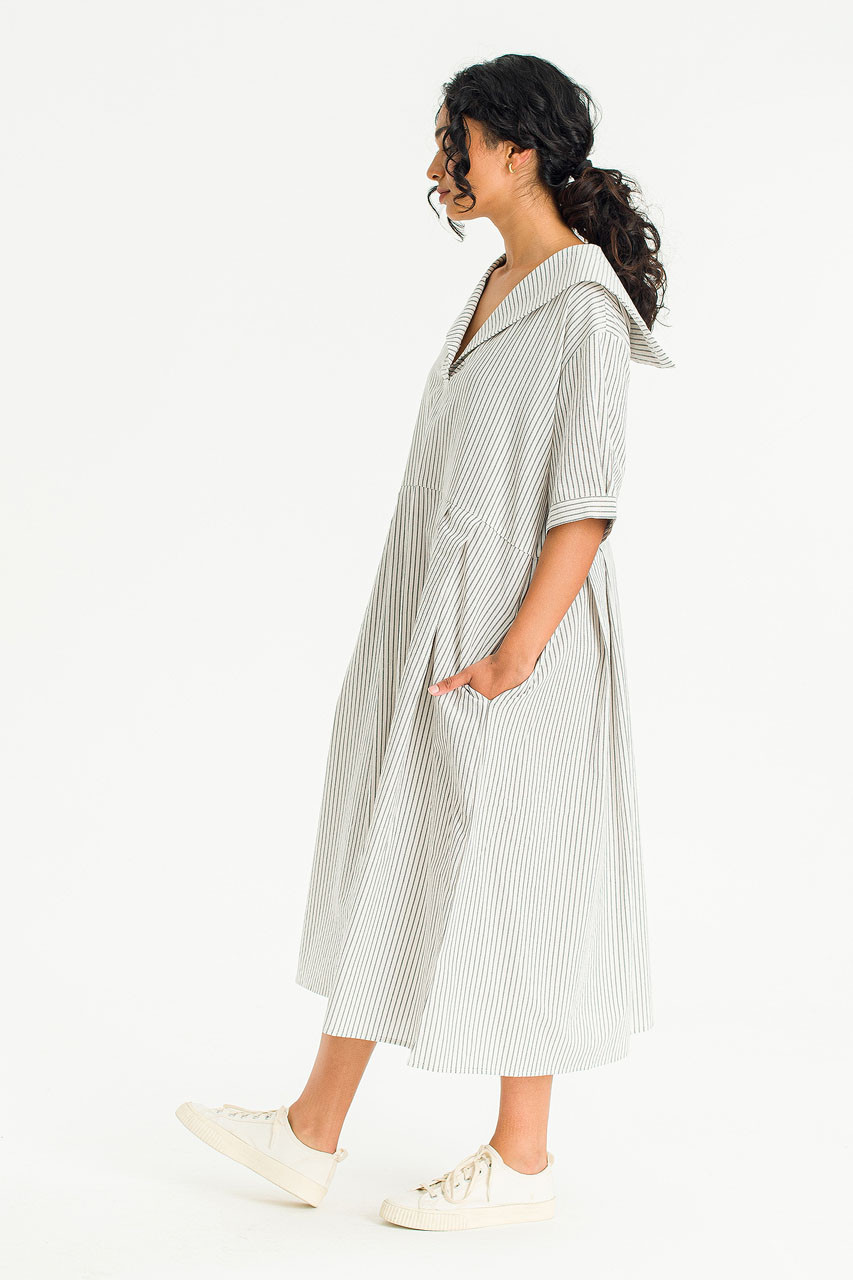 Kieko Sailor Stripe Dress, Ivory