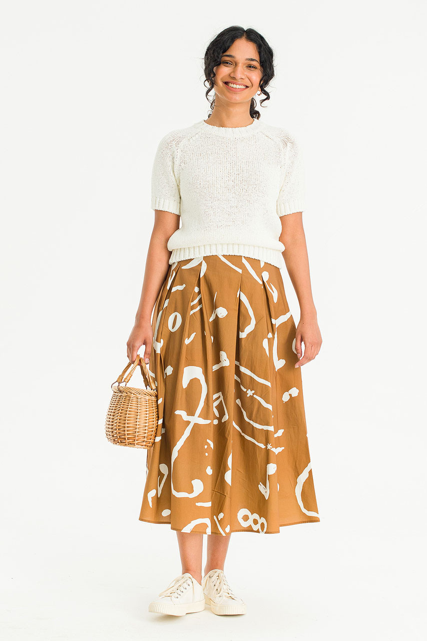 Ochre Script Skirt, Camel