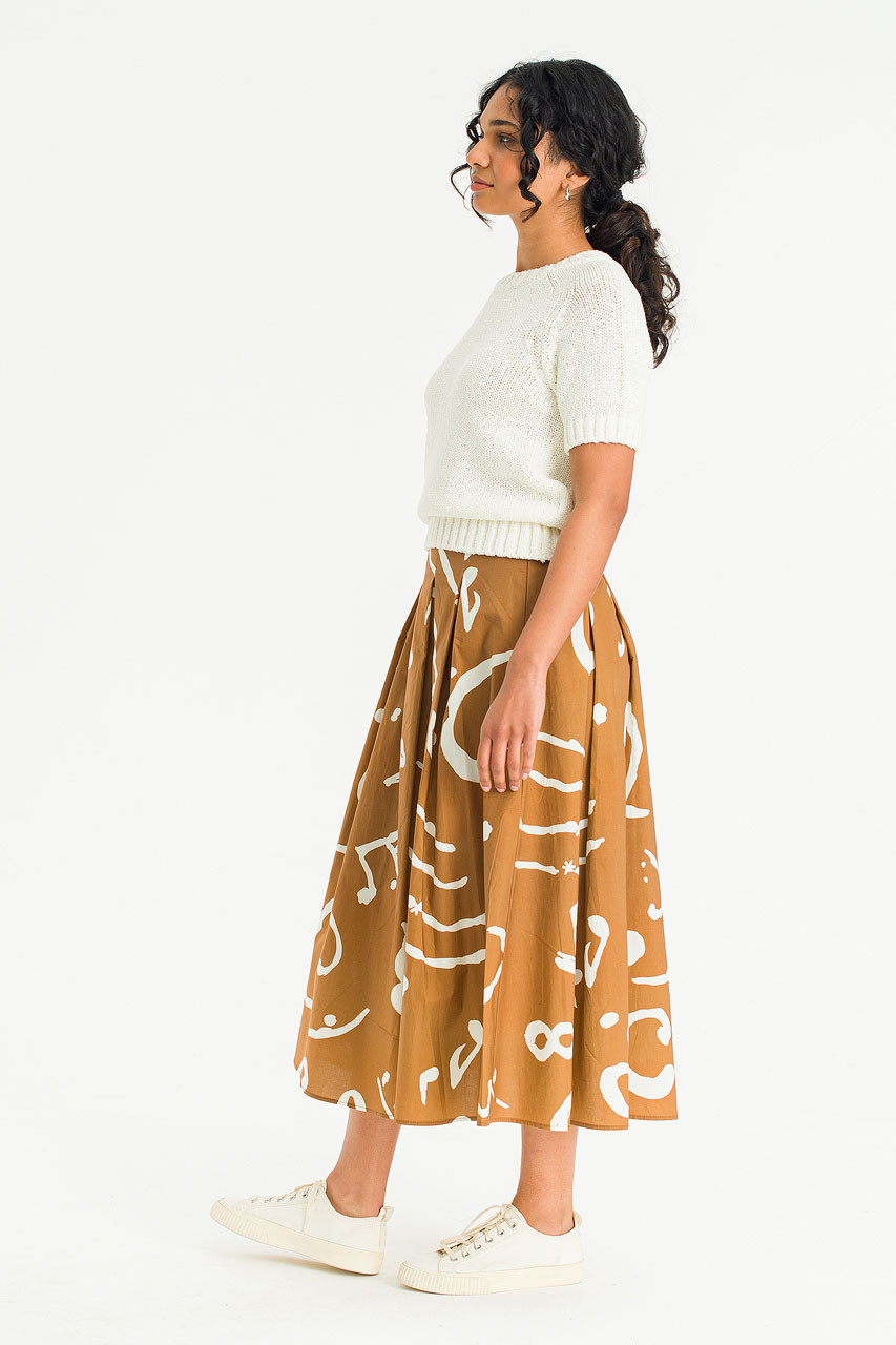 Ochre Script Skirt, Camel