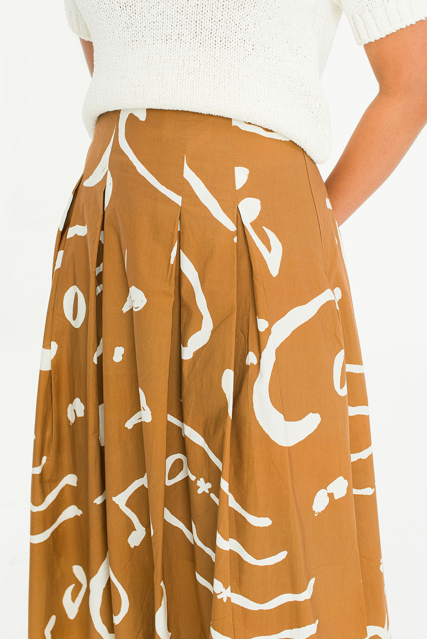 Ochre Script Skirt, Camel