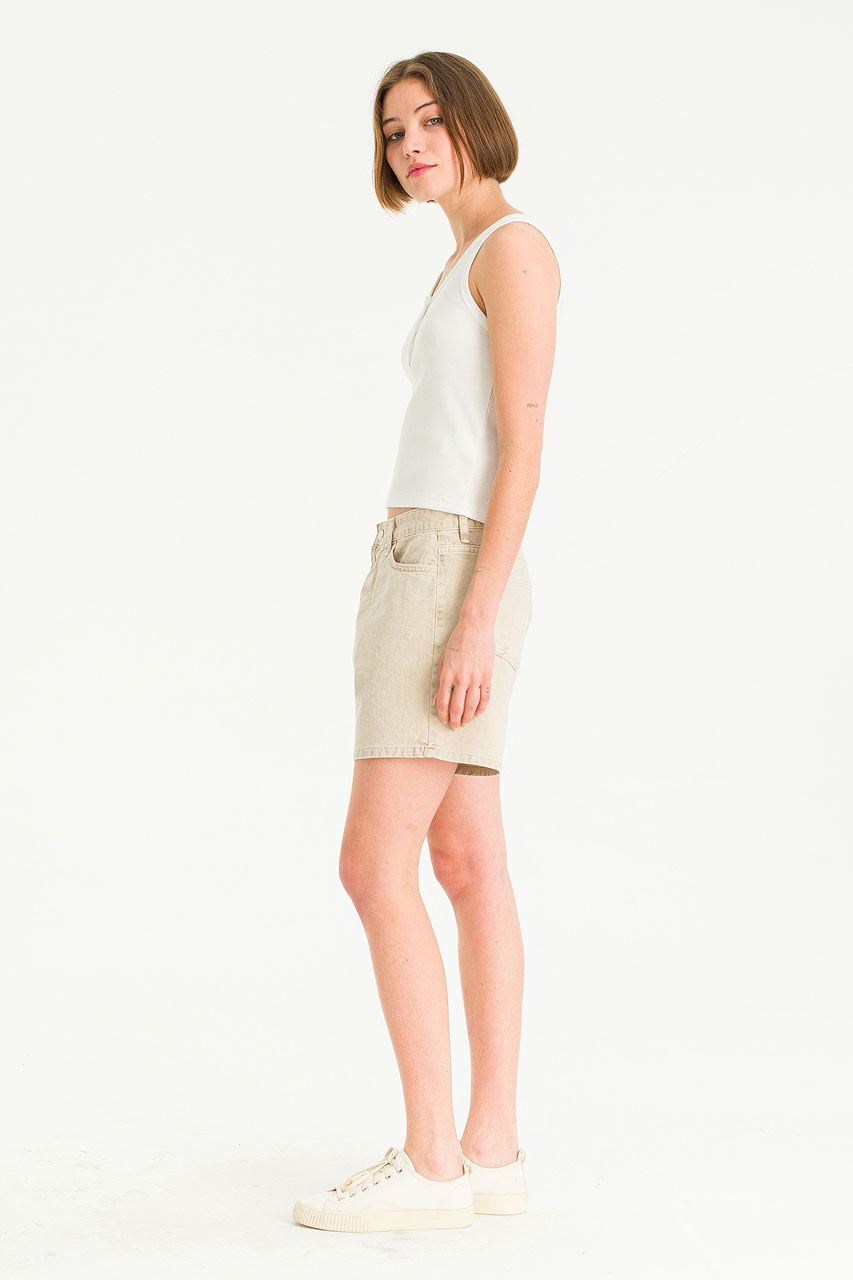 Jane Washed Cotton Shorts, Beige