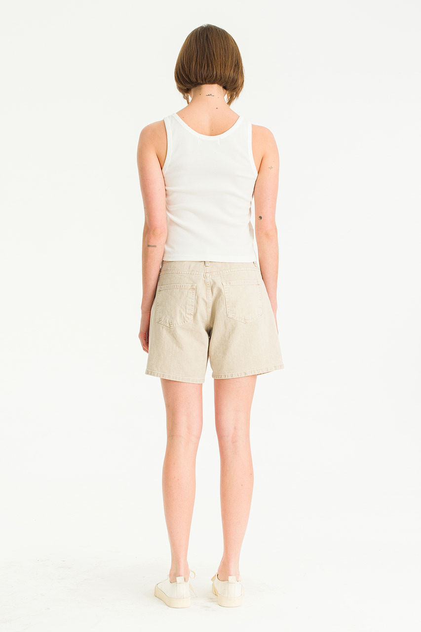 Jane Washed Cotton Shorts, Beige