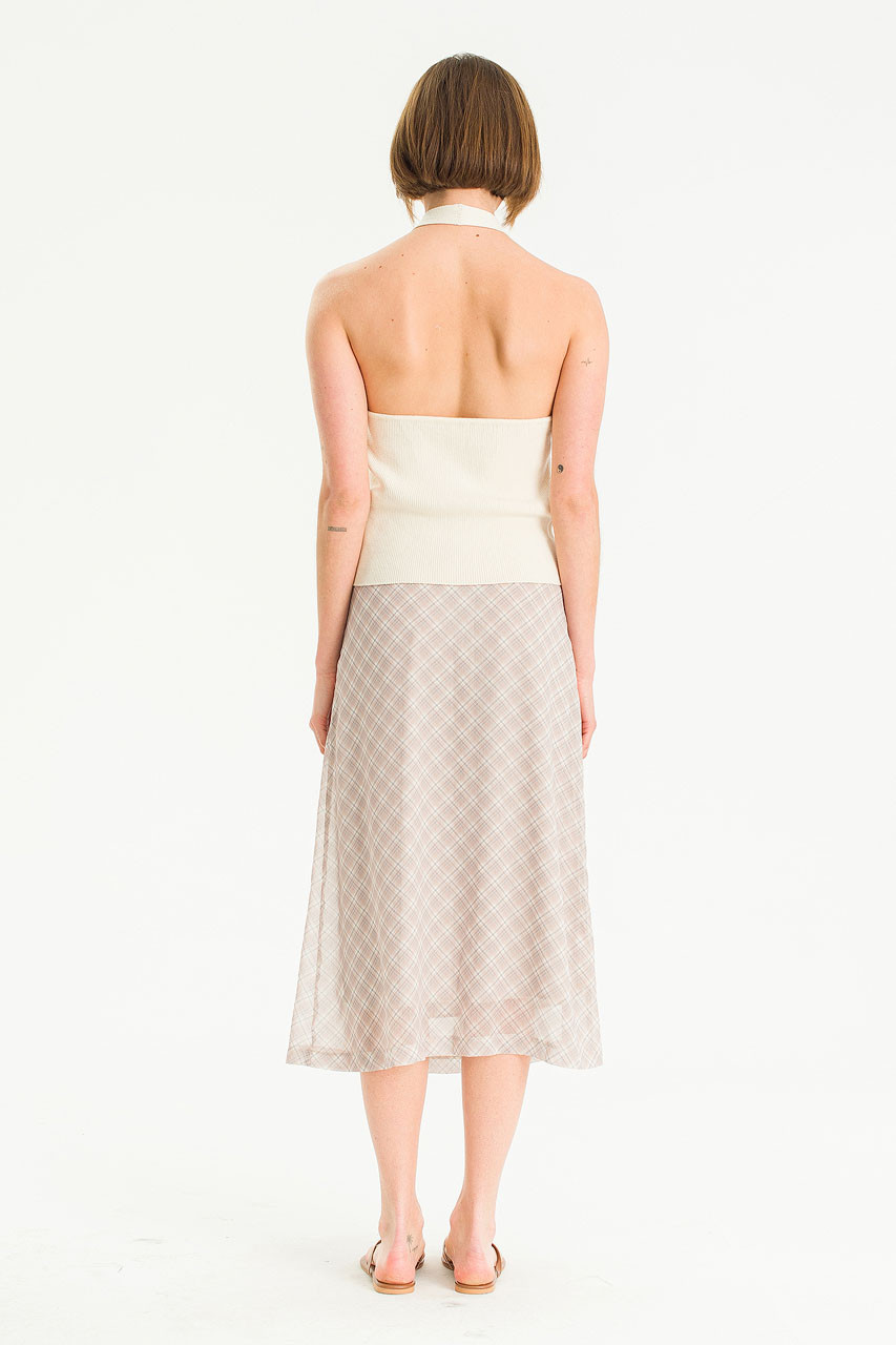 Ribbed Knit Halters Top, Ivory