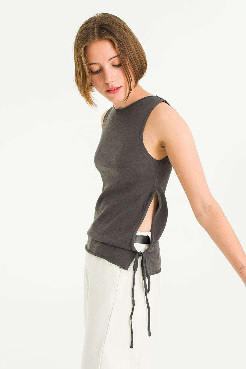 Jane Sleeve Knit Top, Charcoal