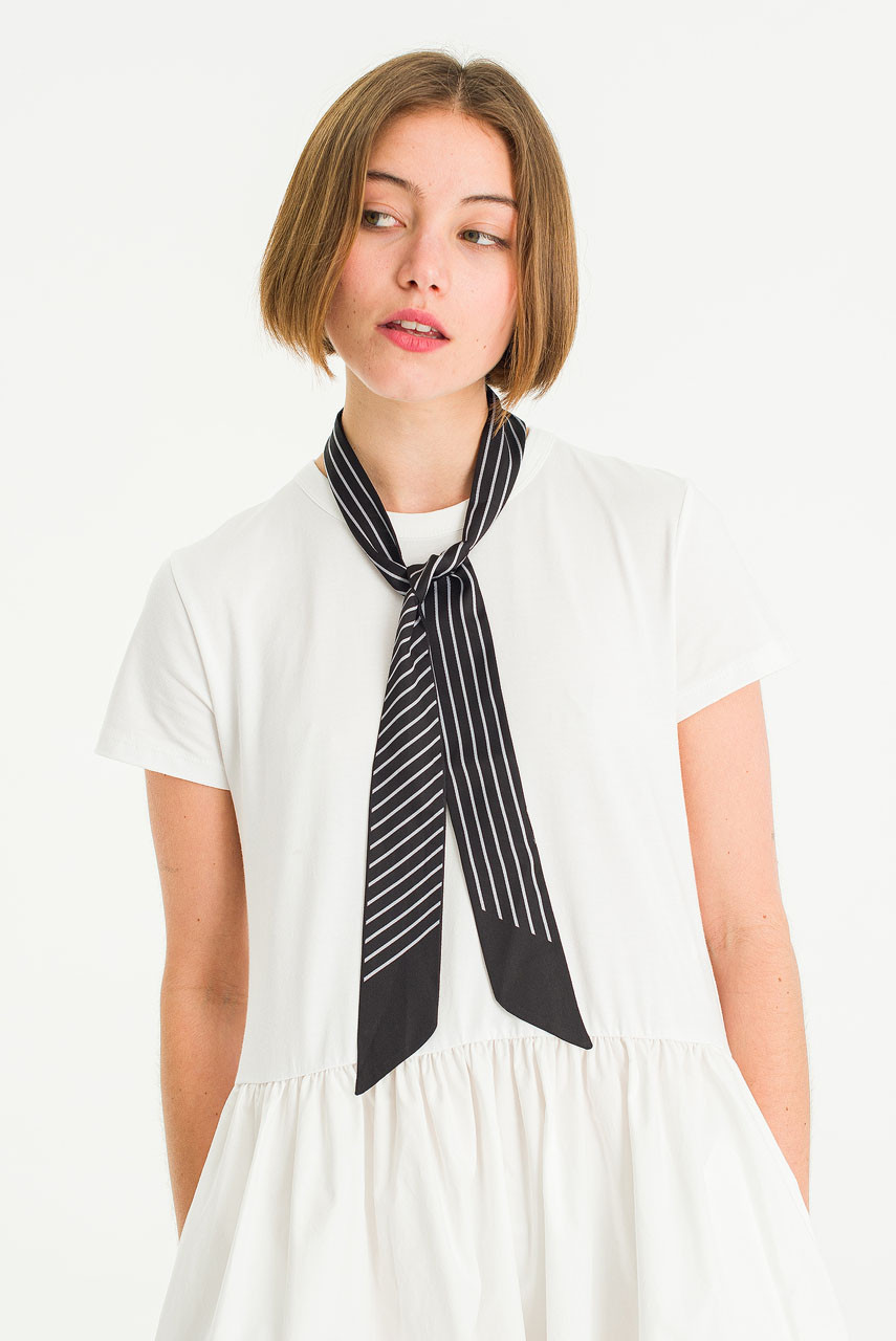 Slim Stripe Scarf, Black