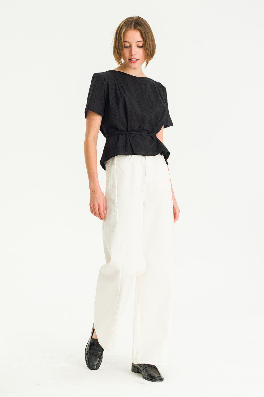 Boat Neck Lace Blouse, Black