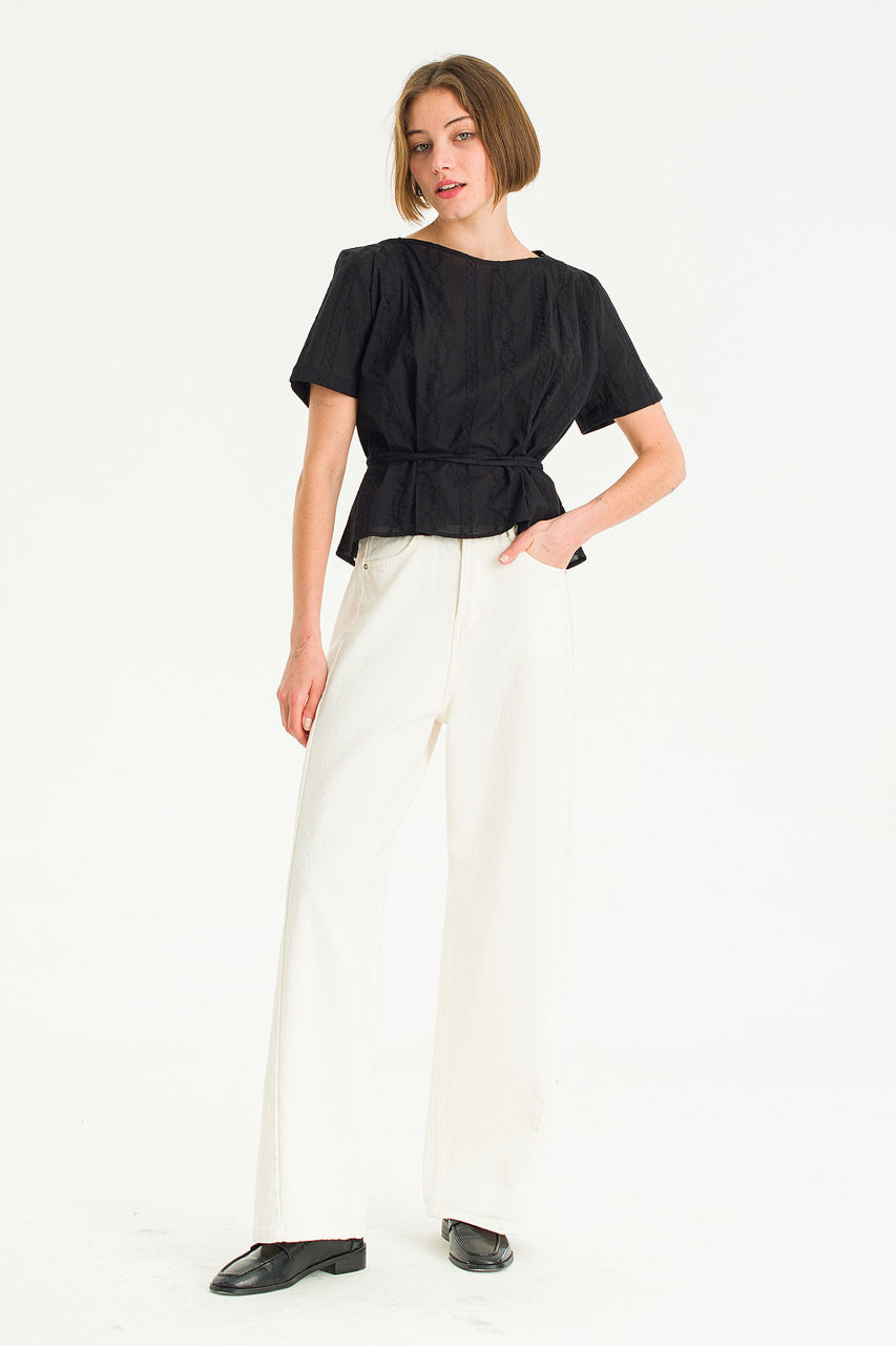 Boat Neck Lace Blouse, Black