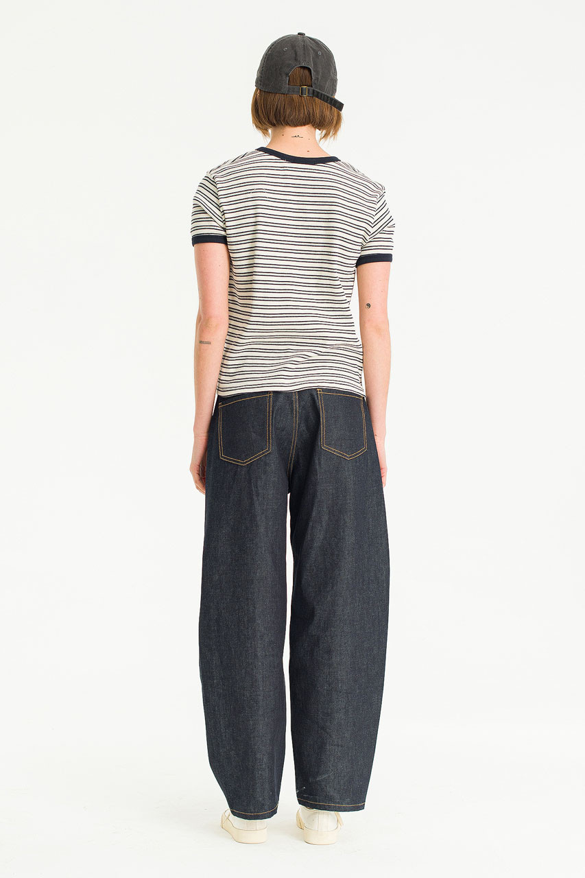 Maroon Stripe Tee, Navy