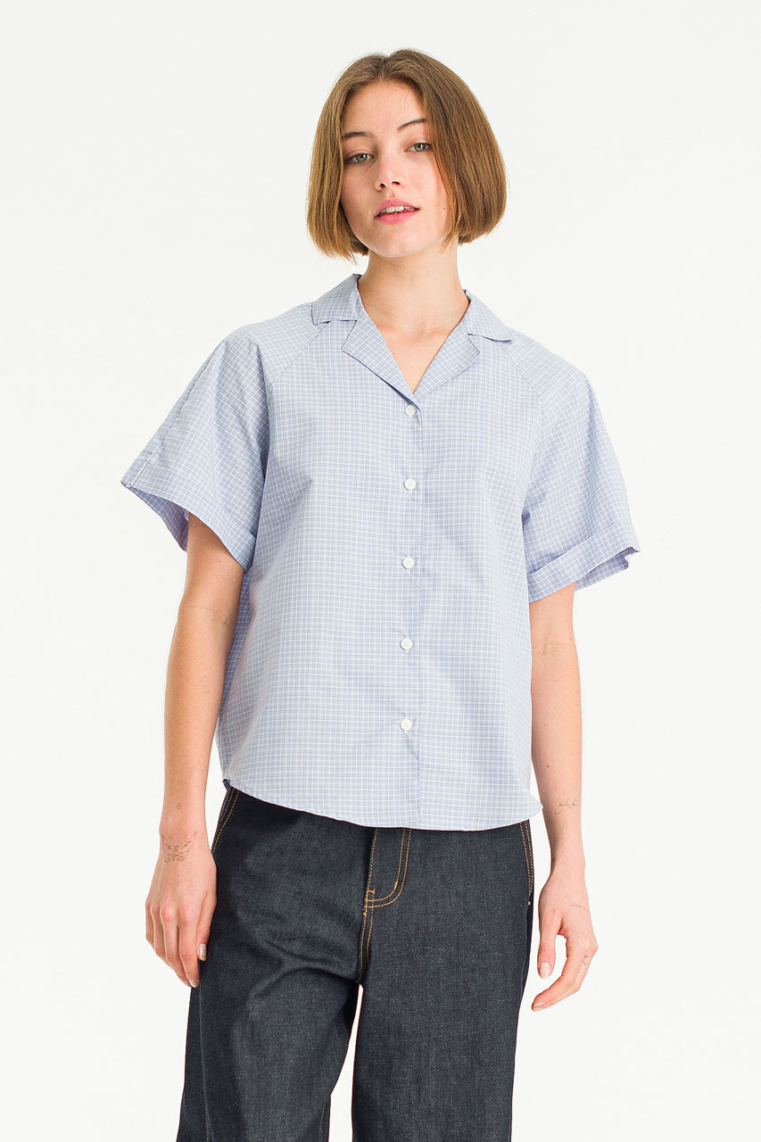 Chiko Check Crop Shirt, Blue