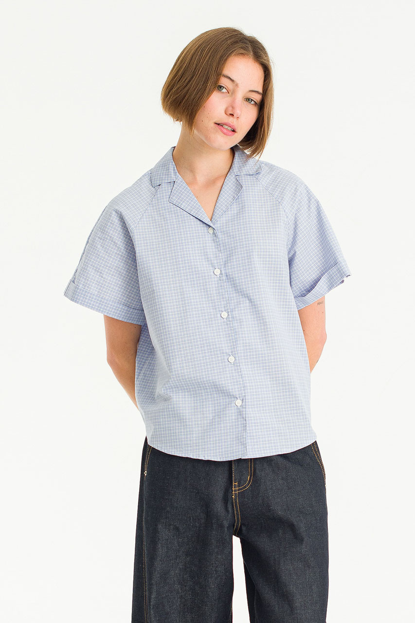 Chiko Check Crop Shirt, Blue