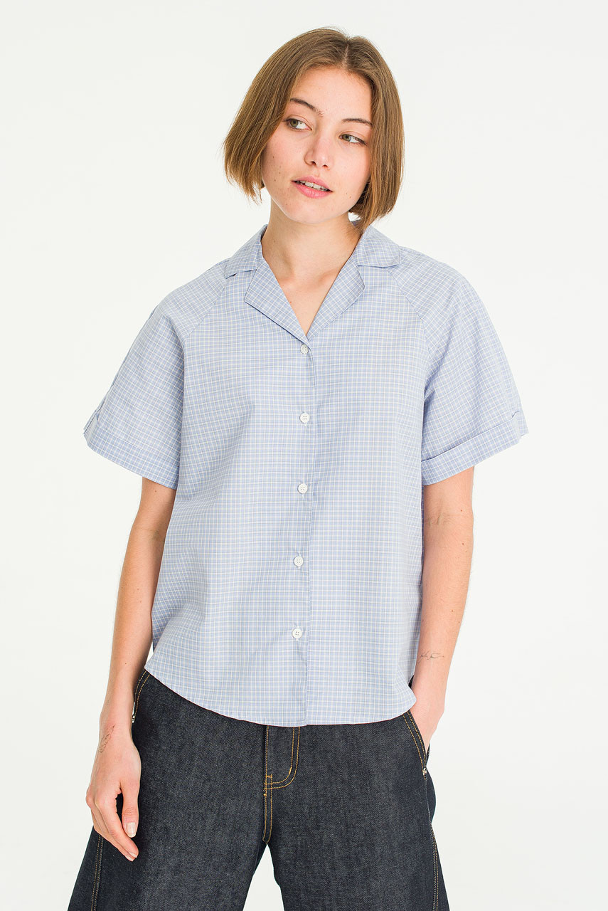 Chiko Check Crop Shirt, Blue