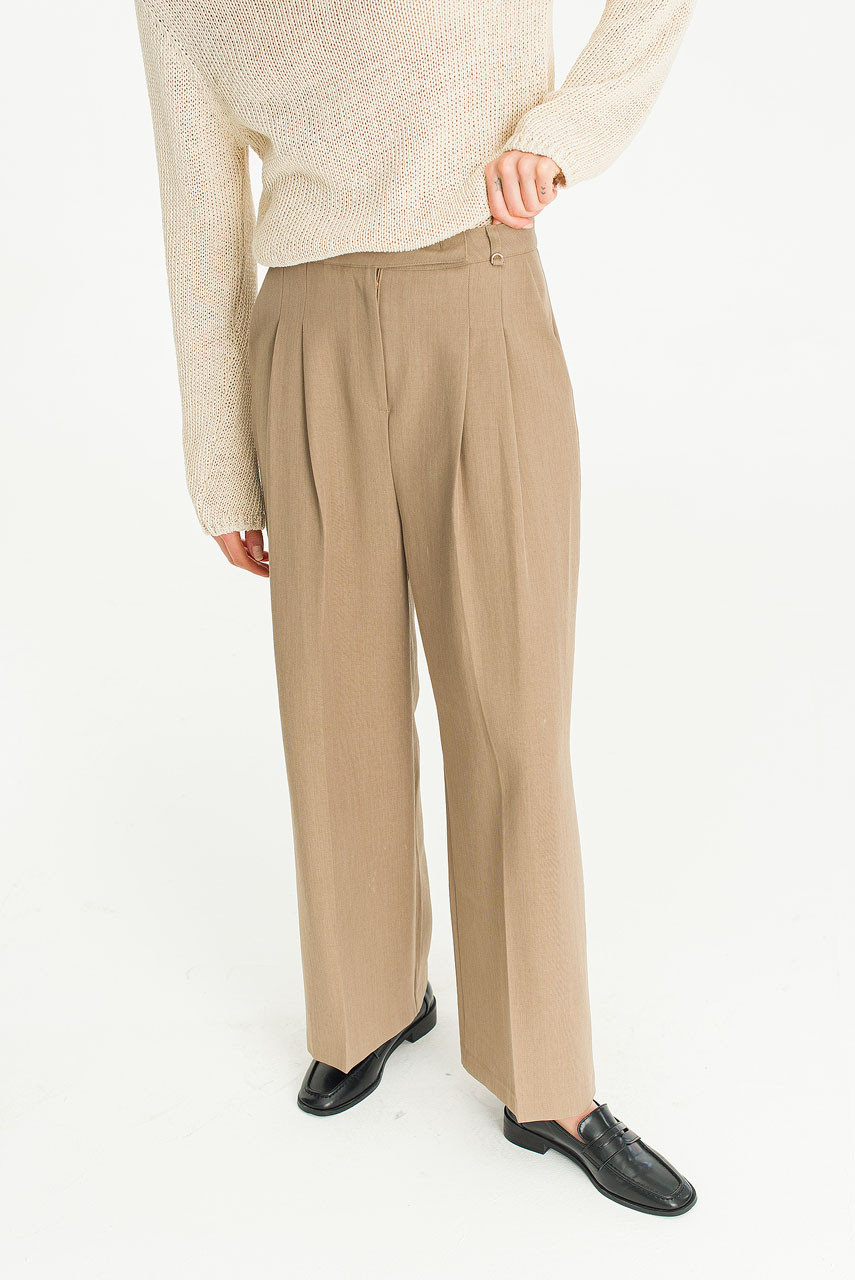 Loma Pleated Pants, Dark Beige
