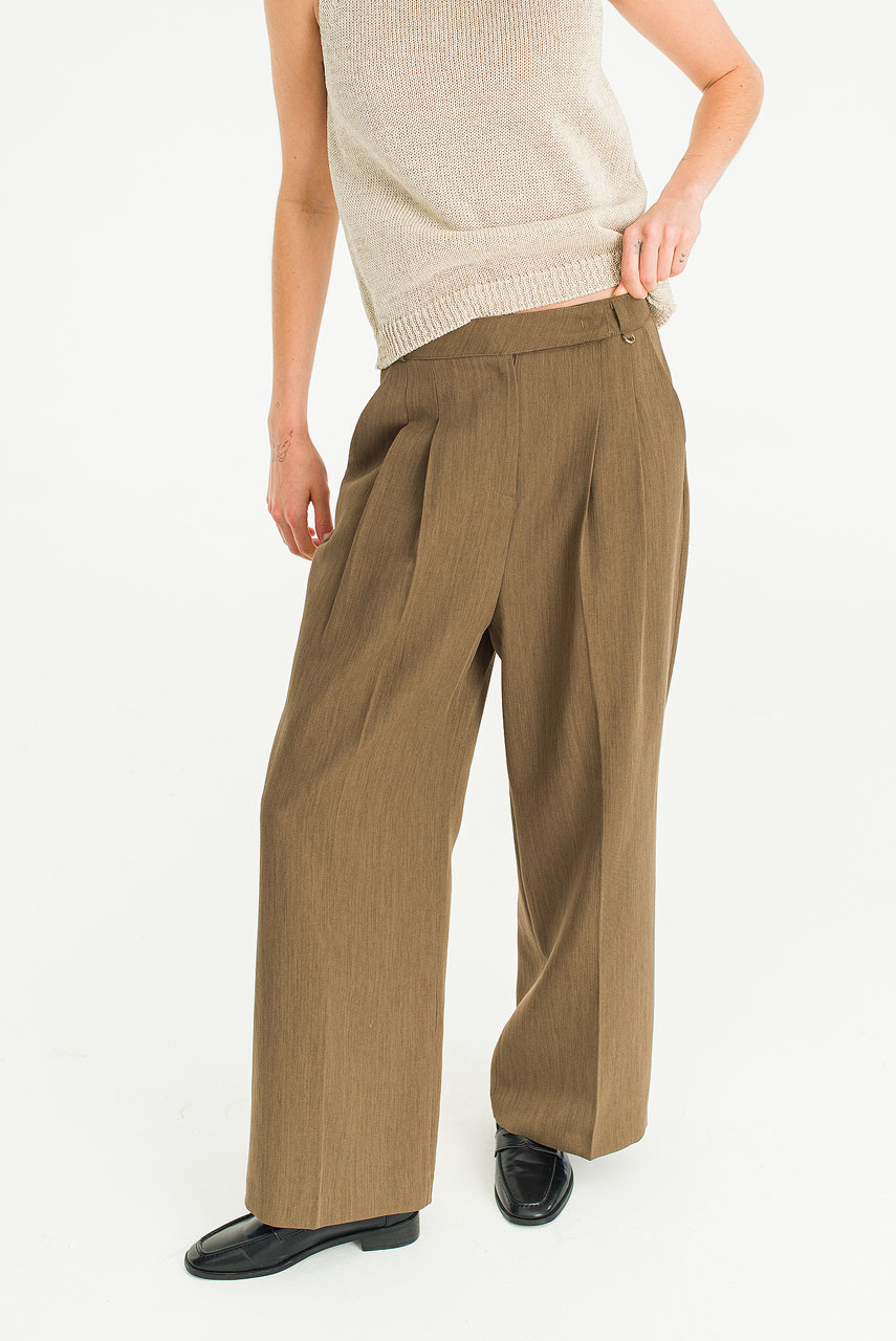 Loma Pleated Pants, Brown