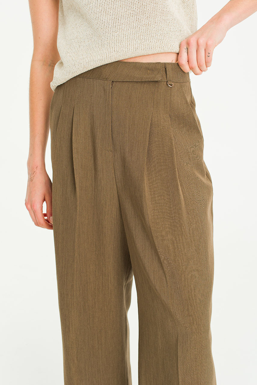 Loma Pleated Pants, Brown