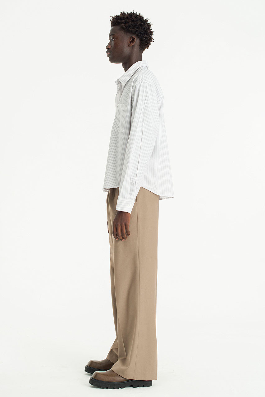 Menswear | Striped Crop Shirt, Ivory