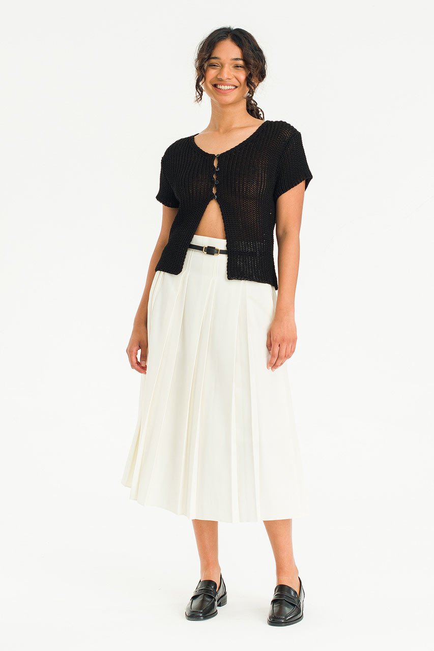 Serif Pleated Skirt, Ivory