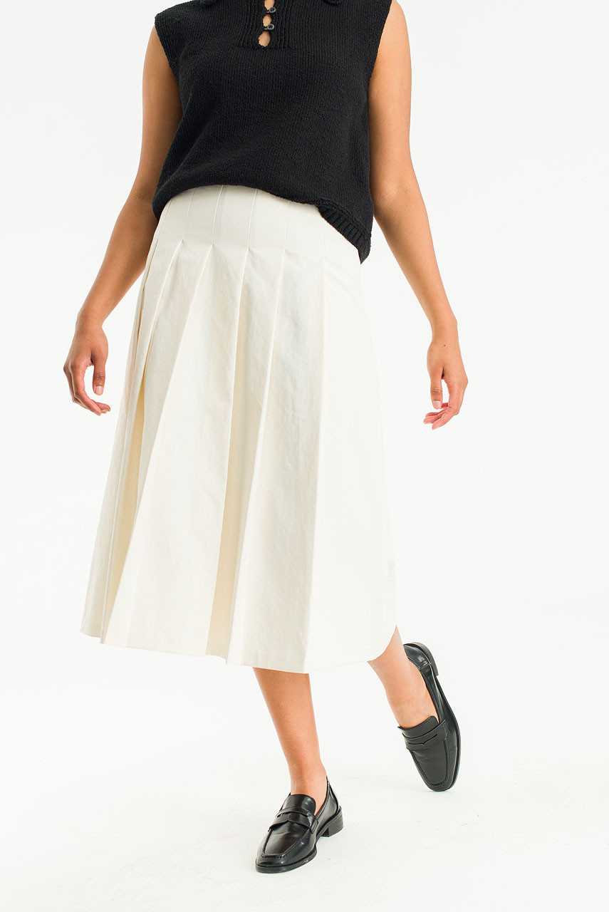 Aure Pleats Skirt, Ivory